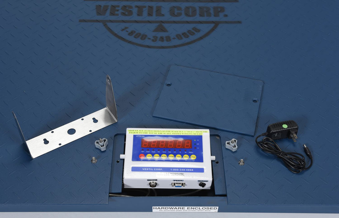 Vestil Steel Electronic Digital Floor Scale 48 In. x 48 In. x 4-1/2 In. 10,000 Lb. Capacity Blue SCALE-S-CFT-44-10K