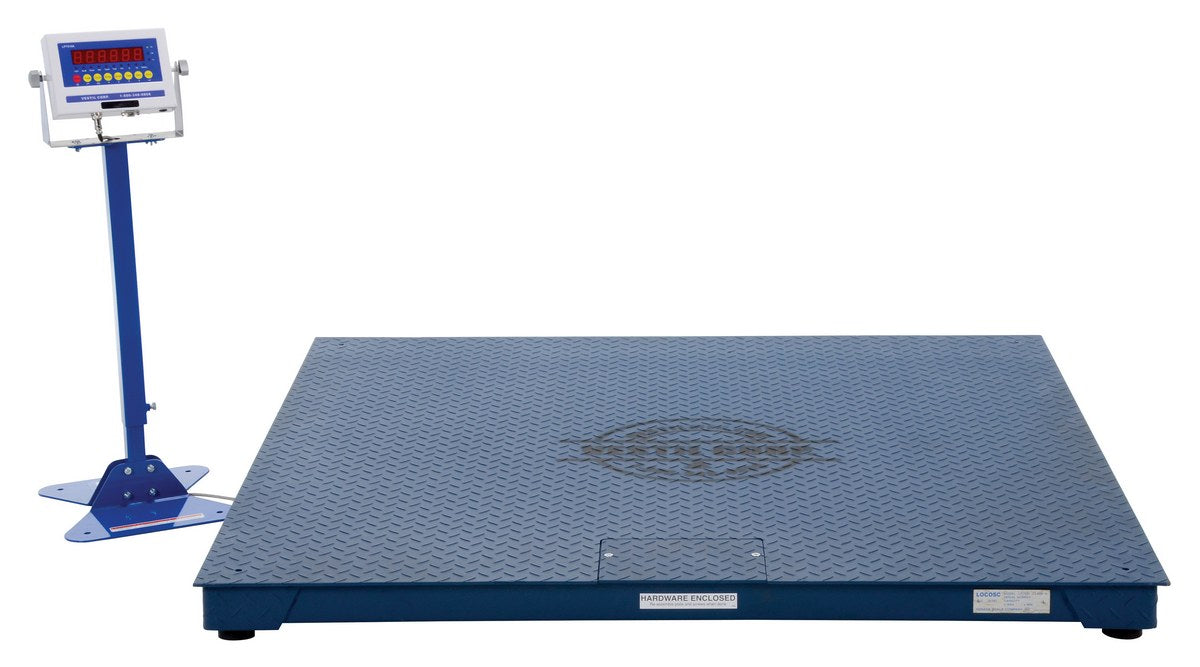 Vestil Steel Electronic Digital Floor Scale 60 In. x 60 In. x 4-1/2 In. 5,000 Lb. Capacity Blue SCALE-S-CFT-55-5K